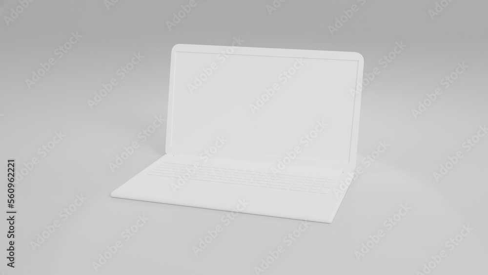 Blank laptop creen 3D mockup. White creative monitor concept illustration Blank laptop creen 3D mockup. White creative monitor concept illustration