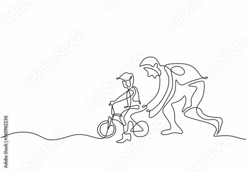 father son one line drawing...