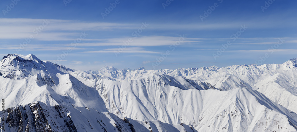 Panorama of snowy mountains in nice day Panorama of snowy mountains in nice day