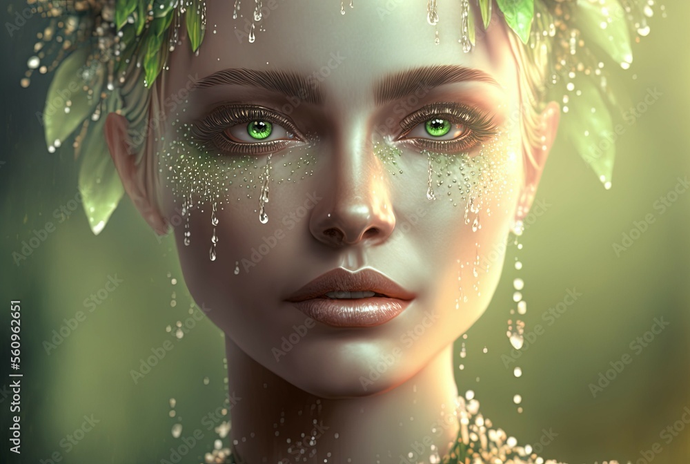 Goddess of the Day with Morning Dew. Generative AI, non-existent person. Goddess of the Day with Morning Dew. Generative AI, non-existent person.