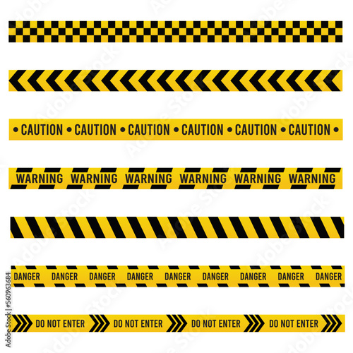 yellow Warning tape set on background