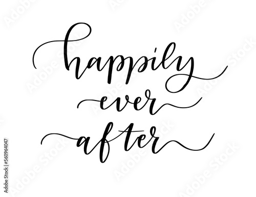 Happily ever after. Modern hand-written brush calligraphy on transparent background
