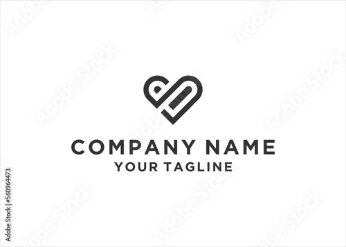 Letter SP Love logo design vector illustration