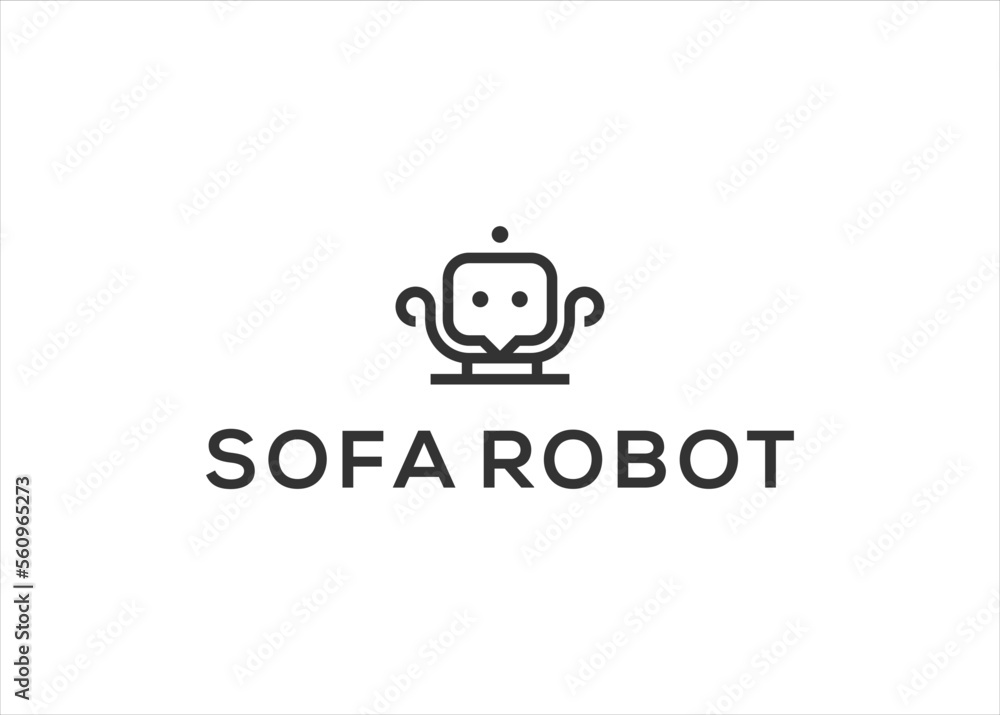 sofa robot logo. chair with bot vector illustration sofa robot logo. chair with bot vector illustration