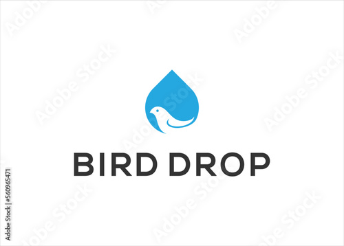 bird drop water logo design vector template