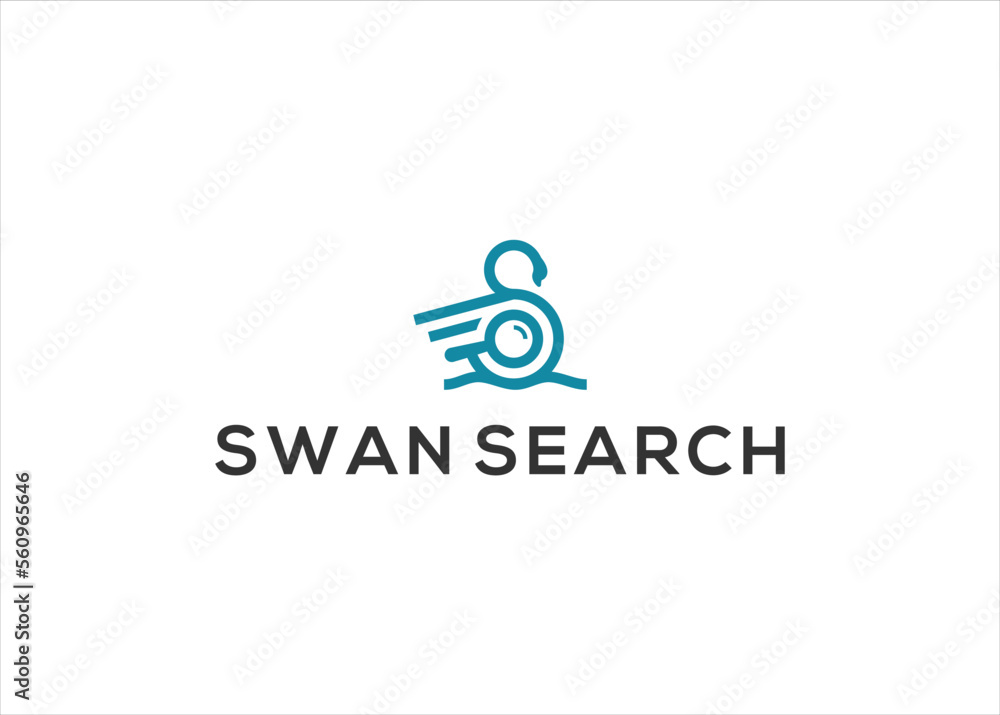 Swan search logo design template vector