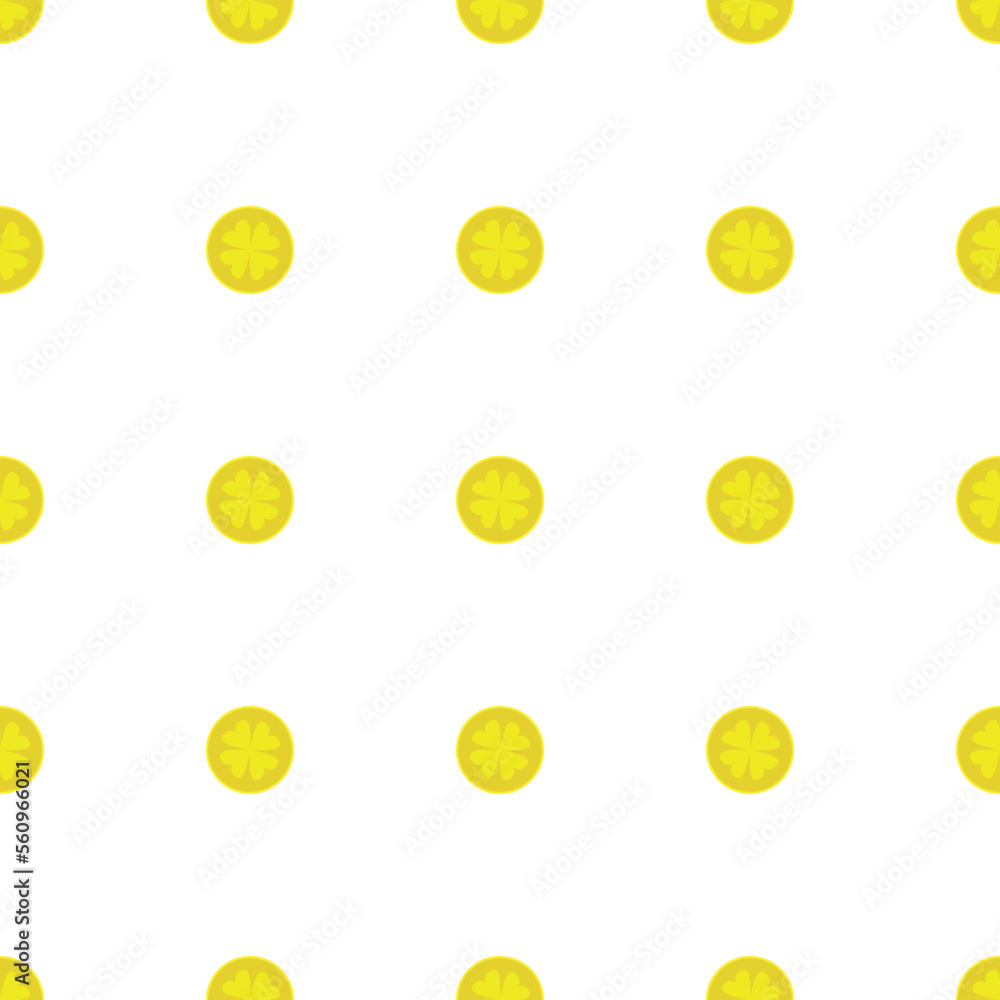 Patrick clover coins. Patrick icon. Vector seamless pattern. Traditional design. Nature concept.