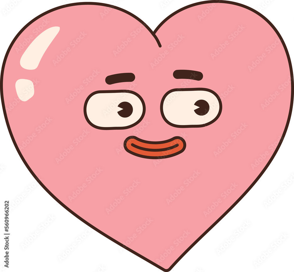 Groovy lovely heart sticker. Love concept. Happy Valentines day. Pink and red colors. Groovy lovely heart sticker. Love concept. Happy Valentines day. Pink and red colors.