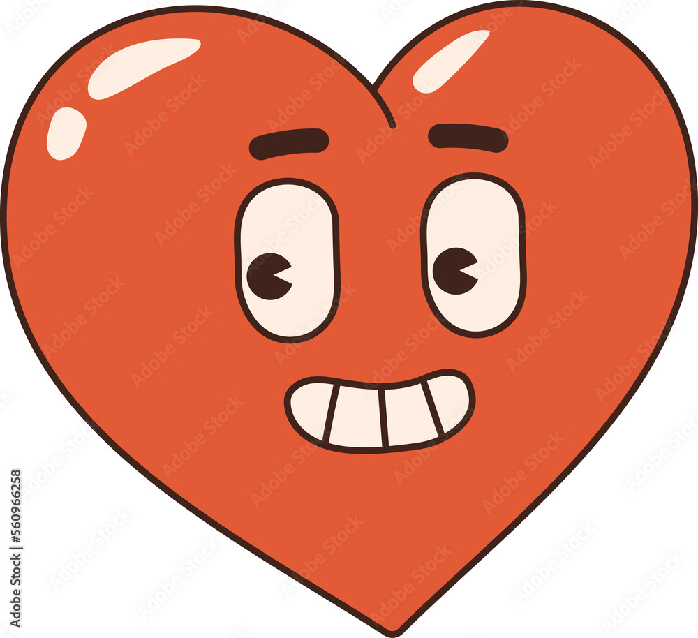 Obraz premium Groovy lovely heart sticker. Love concept. Happy Valentines day. Pink and red colors.