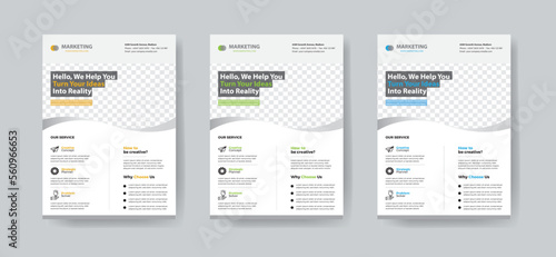 Business flyer bundle or corporate flyer template set Orange, Green and Blue color. corporate flyer, business proposal, promotion flyer