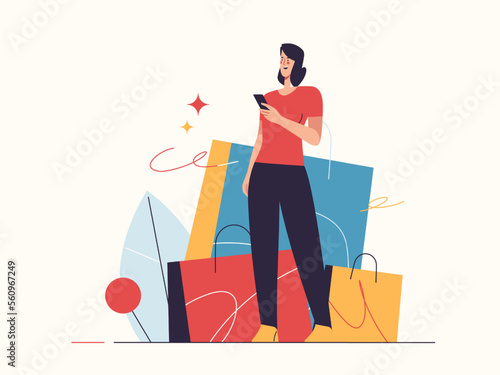Vector illustration on the subject of e-commerce, sale, promotions, online shopping