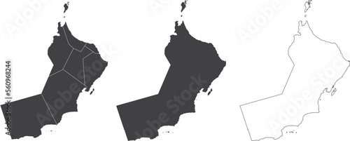 set of 3 maps of Oman - vector illustrations