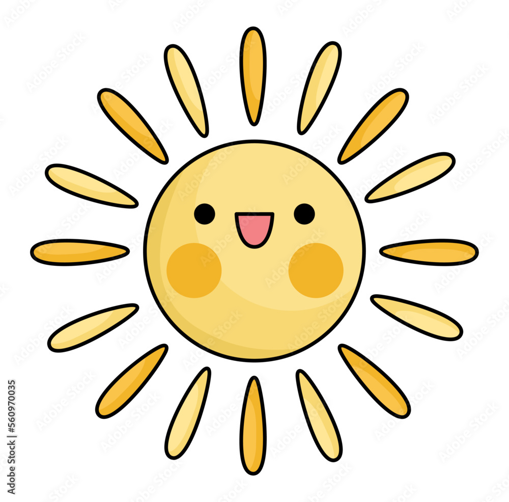Vector kawaii sun icon for kids. Cute weather element symbol illustration. Funny smiling cartoon character. Adorable planet clipart . Vector kawaii sun icon for kids. Cute weather element symbol illustration. Funny smiling cartoon character. Adorable planet clipart .
