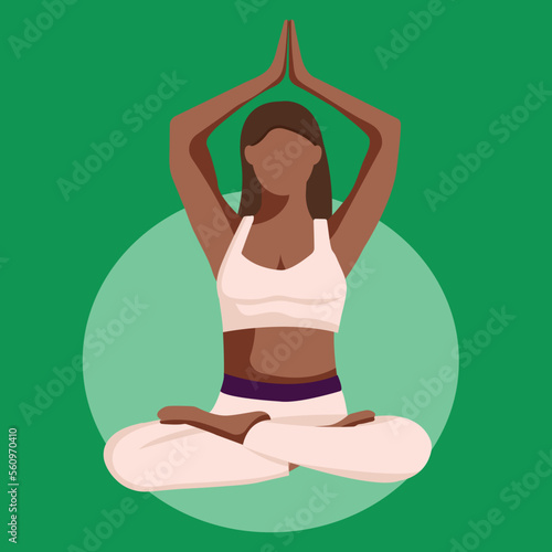 Dark-skinned girl in the lotus position.Yoga.