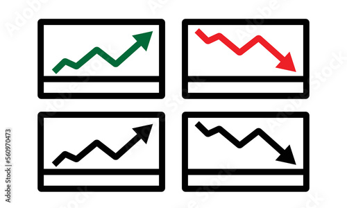 Computer Report Stock Market Icon Logo Design Element with arrow 