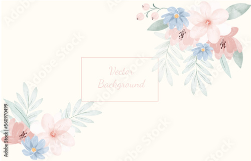 Hand drawn floral art background template vector.	