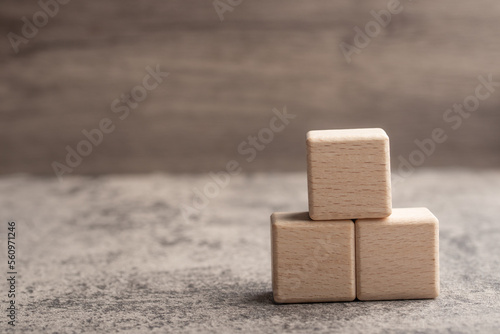 wooden blocks,on a brown background, Group of blank wooden blocks, cubes copy space for business text background such as idea, goal, plan concept