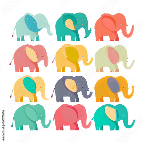 set vector illustration of elephant isolated on white background