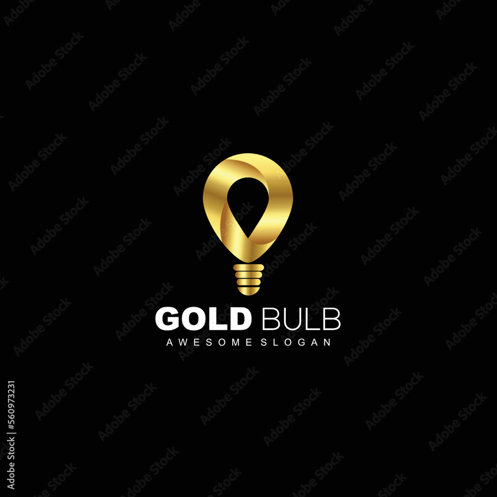 gold bulb design logo illustration icon gold bulb design logo illustration icon
