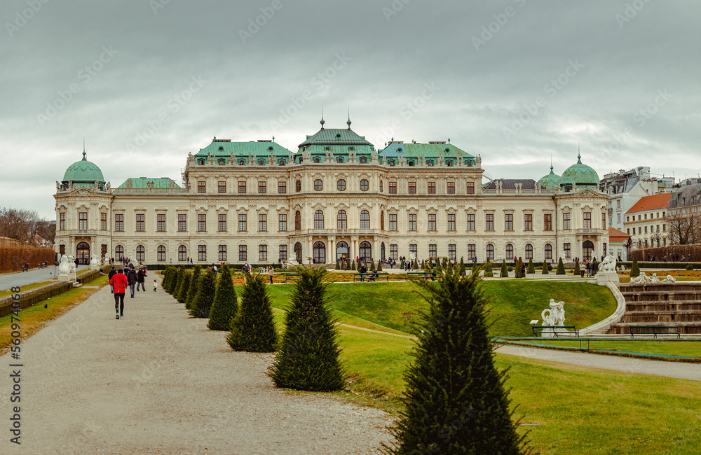 Fototapeta premium Upper Belvedere palace and gardens in winter, Vienna, Austria - January 6, 2023