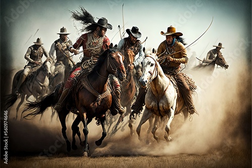 Fotografie, Obraz Intense fight of Native vs cowboys at Little Bighorn