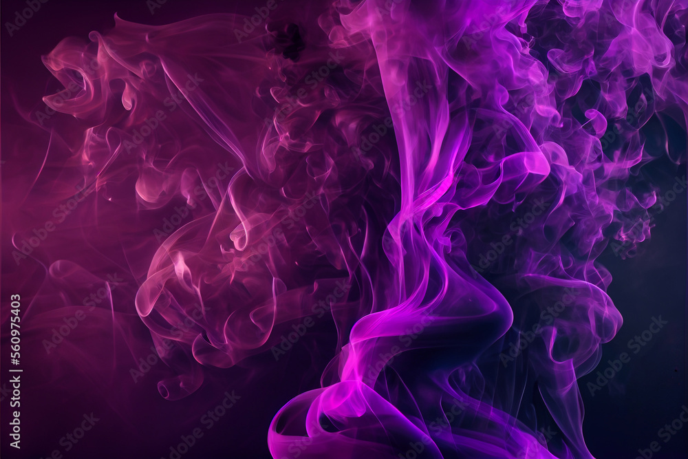 Colorful purple smoke on a black background illustration Colorful purple smoke on a black background illustration