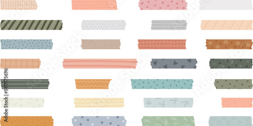Ready to use abstract pattern digital washi tapes. Digital stickers for bullet journaling or planning. Hand-drawn abstract pattern. Vector art