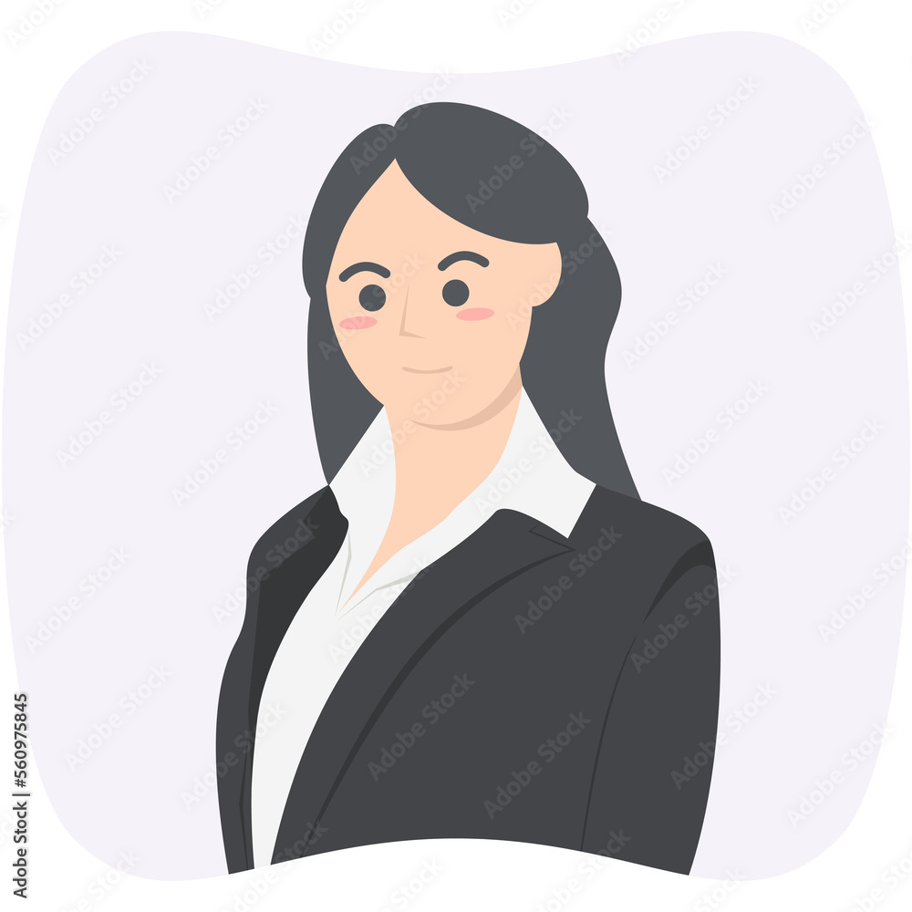 Professional Business Women Employment Avatar Long Hair Character Professional Business Women Employment Avatar Long Hair Character