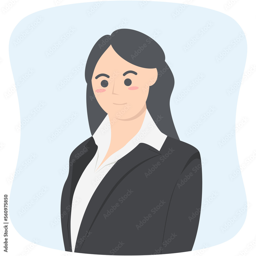 Professional Business Women Employment Avatar Long Hair Character Professional Business Women Employment Avatar Long Hair Character