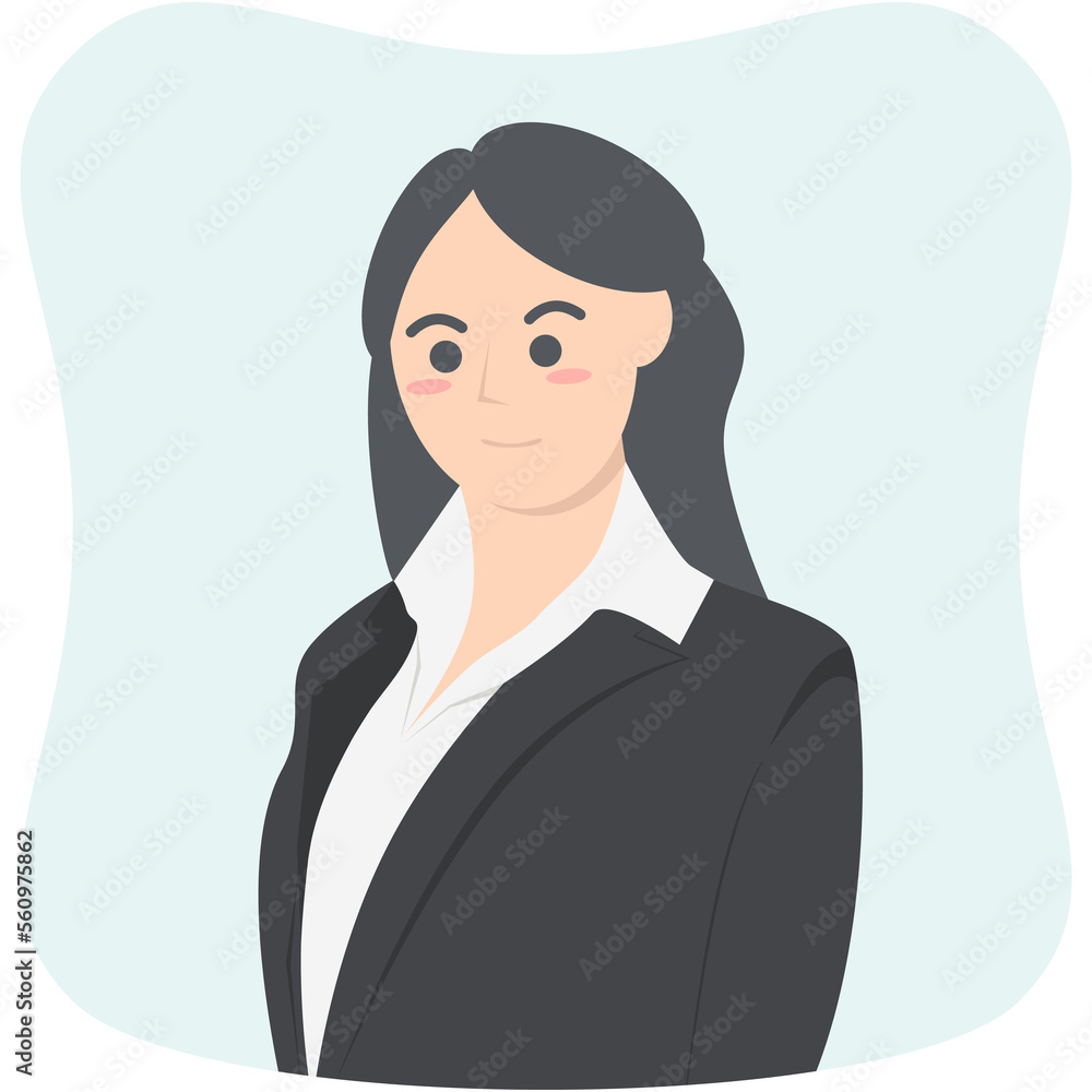 Professional Business Women Employment Avatar Long Hair Character Professional Business Women Employment Avatar Long Hair Character