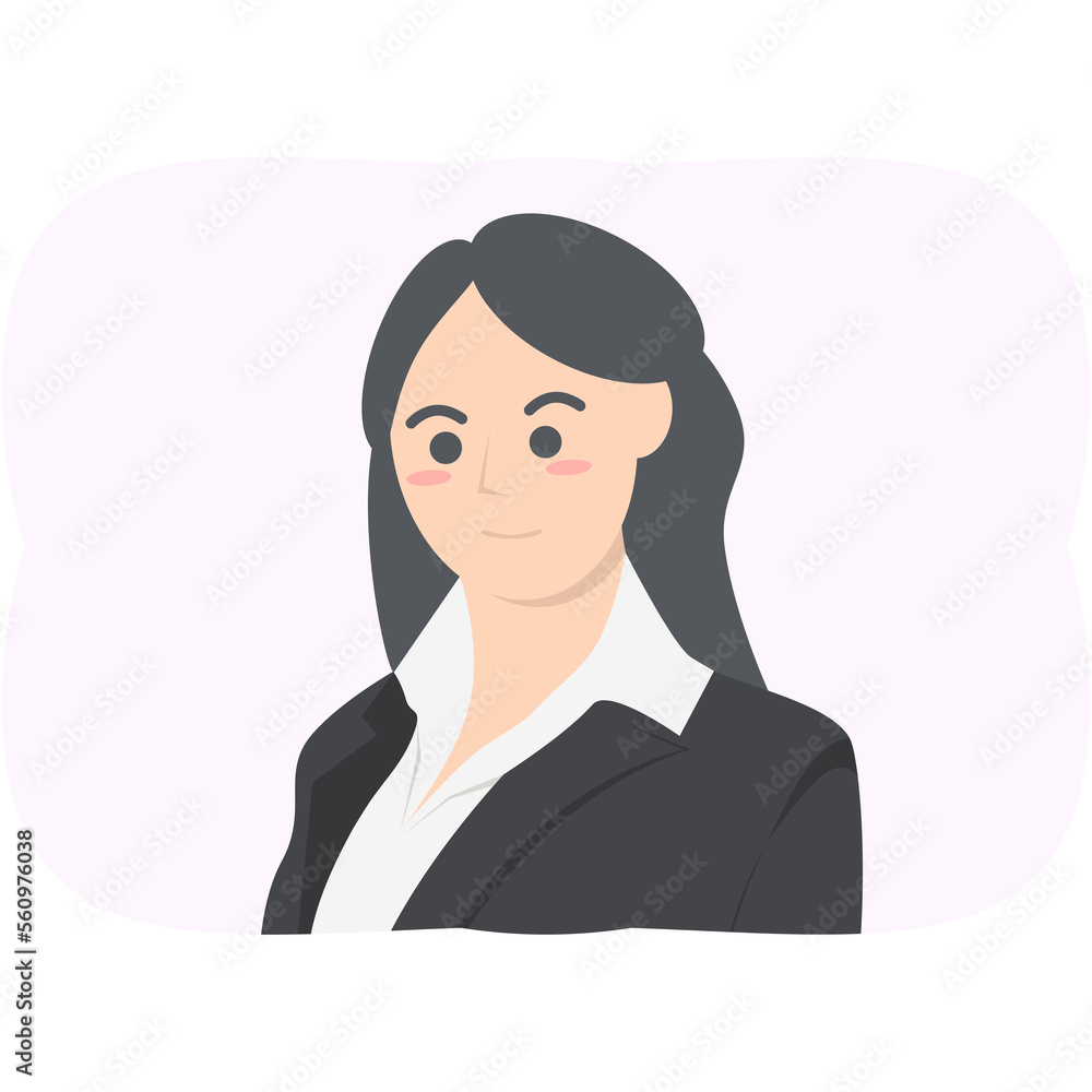Professional Business Women Employment Avatar Long Hair Character Professional Business Women Employment Avatar Long Hair Character