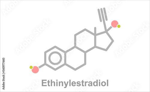 Simplified formula icon of ethinylestradiol.