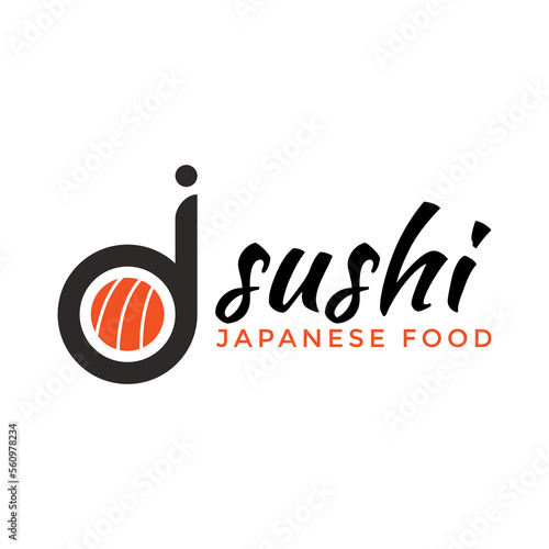 Sushi restaurant logo design inspiration template, letter combination sushi logo j, Japanese food logo