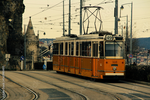 a tram at the crossroads
