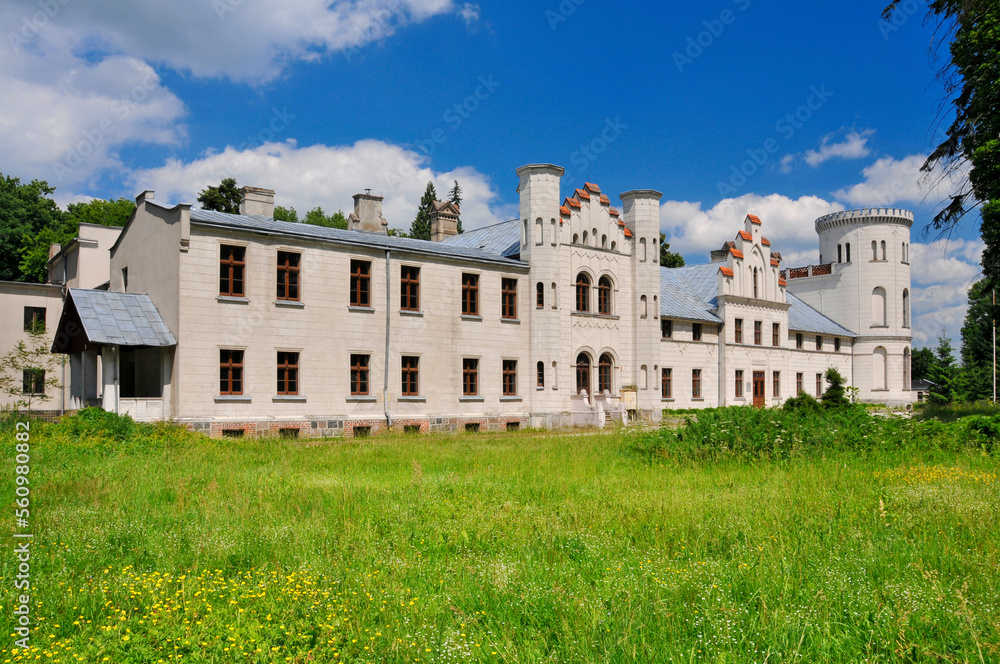 Carl von Schwichow`s Palace. Margonska Wies, Greater Poland Voivodeship, Poland.