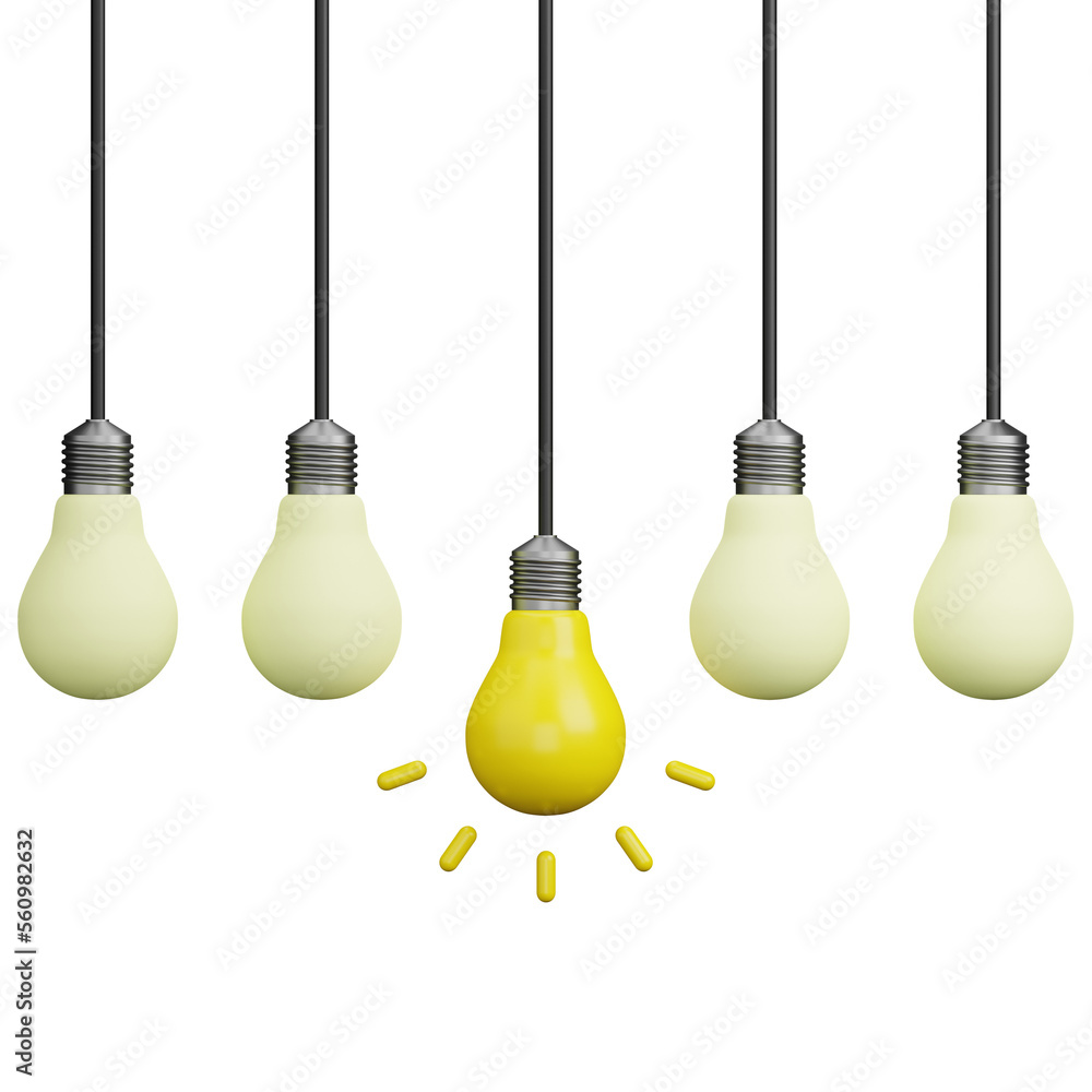Naklejka premium 3d render of creative light bulb