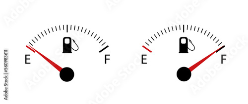 Fuel indicators gas meter. Gauge fuel vector tank full icon. Car dial petrol gasoline dashboard