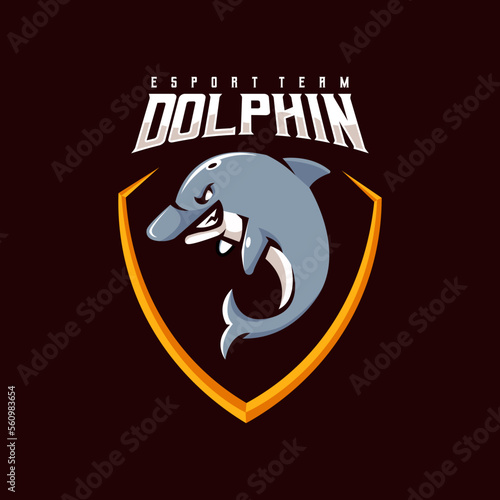 Dolphin esport logo design illustration vector