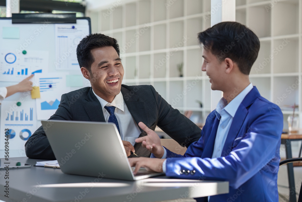 Business team of financial analyze about company's graph profit. finance, strategy, meeting concept Business team of financial analyze about company's graph profit. finance, strategy, meeting concept