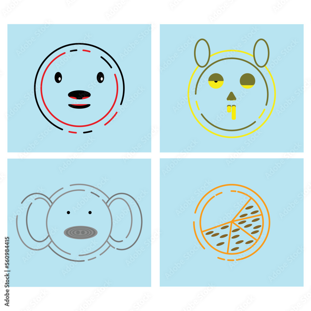 illustration vector graphic of elephant rabbit seals and pizza illustration vector graphic of elephant rabbit seals and pizza
