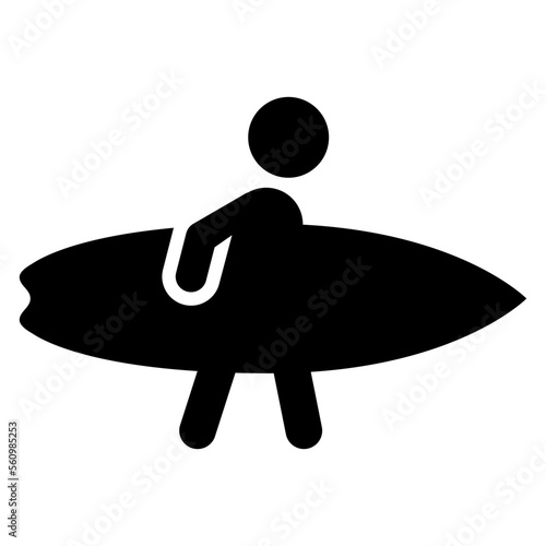 Silueta aislada de surfista con tabla de surf