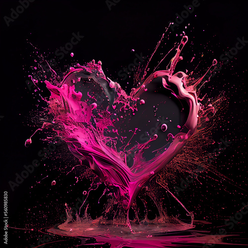 Fuchsia pink and black Love heart Saint Valentine's Day