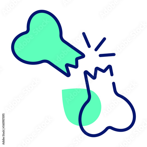 Fracture bone vector icon in editable style, trendy design