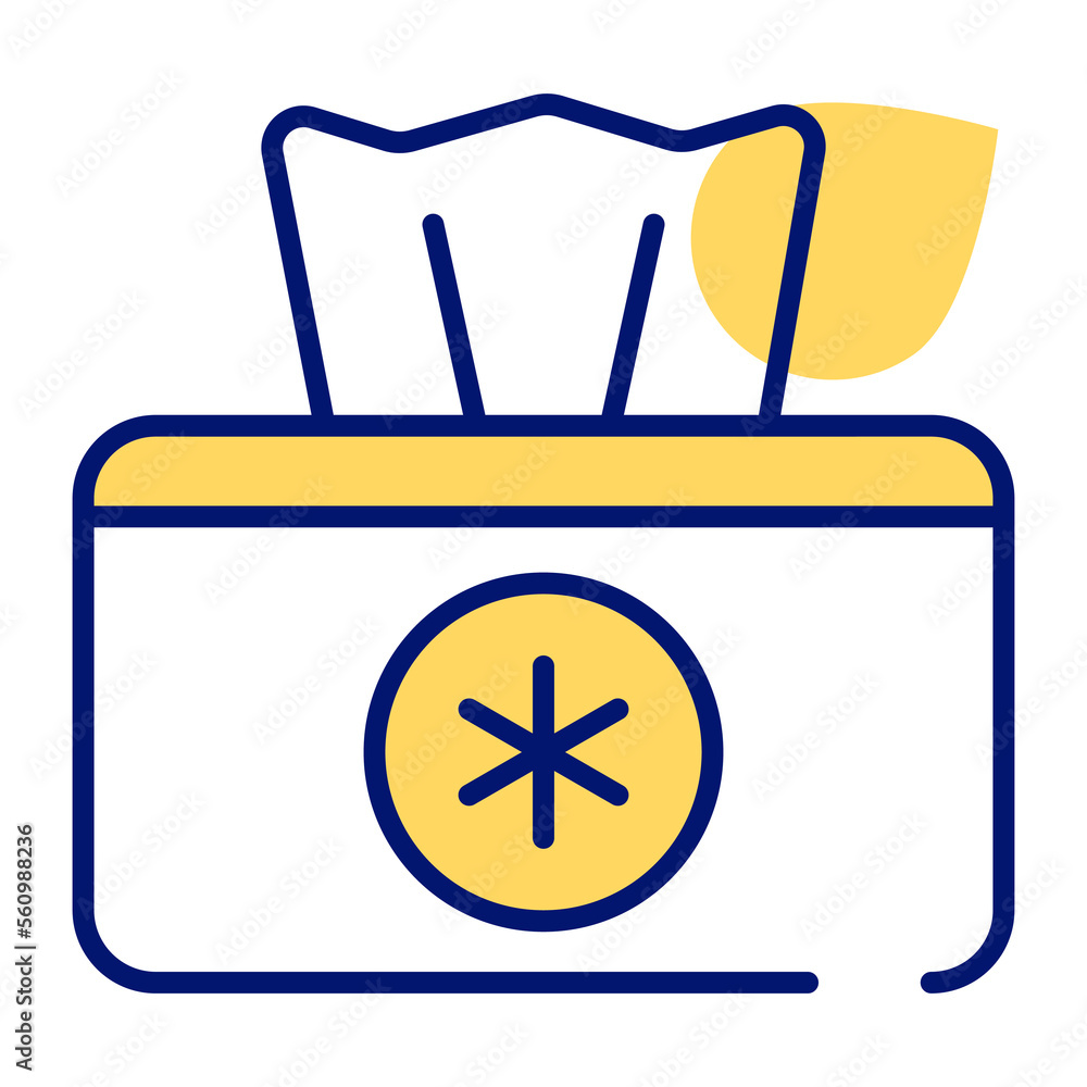 An icon of tissue box, hygiene accessory vector An icon of tissue box, hygiene accessory vector