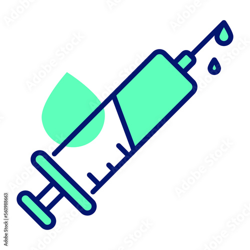 a device used to inject liquid medicine in body, injection icon, medical equipment