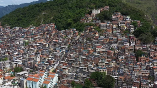 Cantagalo-Pavao-Pavaozinho Favelas. Rio de Janeiro, Brazil. Aerial View. Orbiting photo