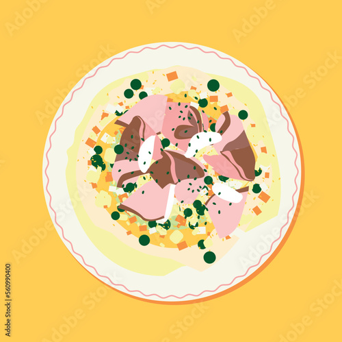 illustration of a bowl of vegetables. vector vegetable salad