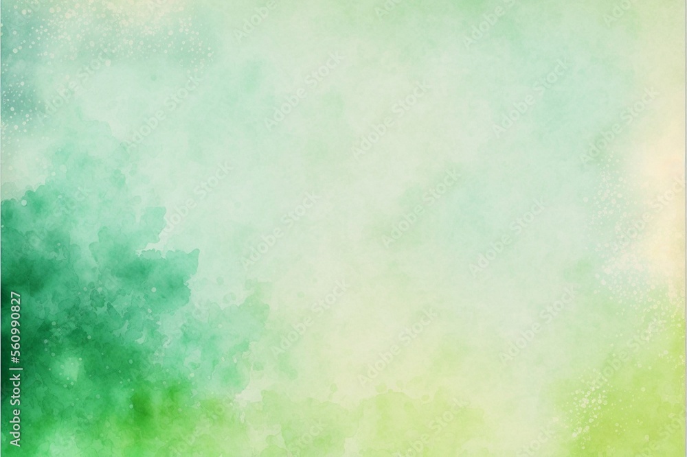 An abstract watercolor background with shades gradient of pastel green, white and yellow color, perfect for green nature projects, texture, generative ai