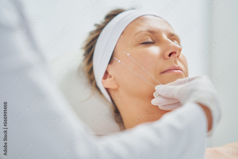A scene of medical cosmetology treatments botulinum injection. A scene of medical cosmetology treatments botulinum injection.