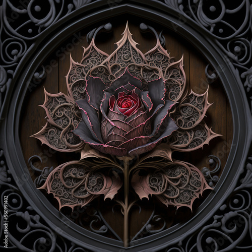 Beautiful Gothic Paper Rose Design - Generative AI
